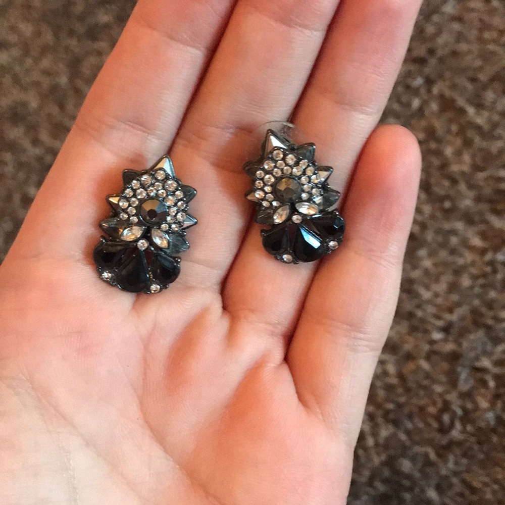 Black gem earrings